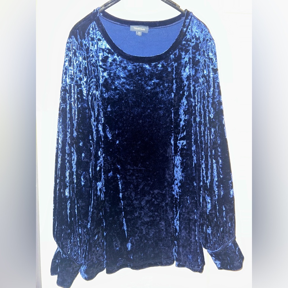 Modcloth Navy Velvet Long Sleeve Top